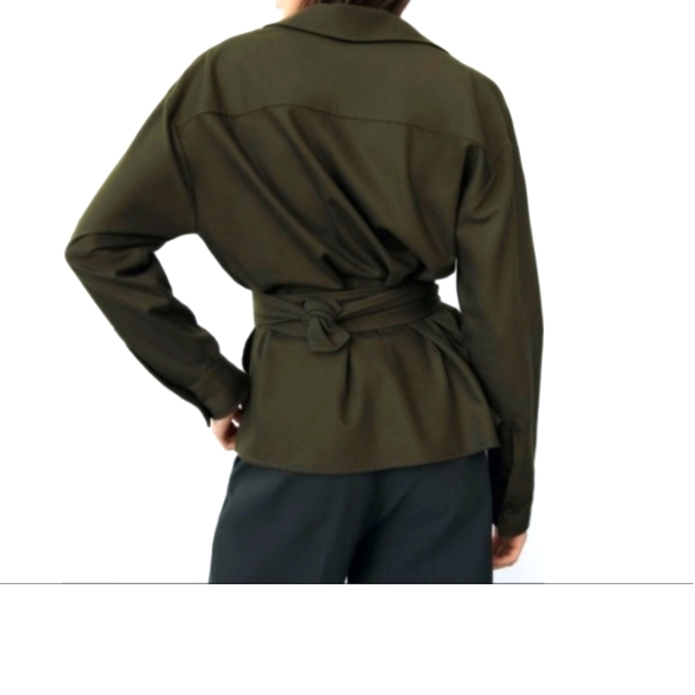 Zara Belted Green Pocket Jacket Size XL - Picture 8 of 12